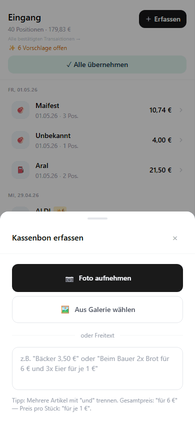 Kassenbon per Foto erfassen
